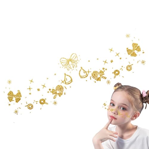 Aufkleber „Weihnachtsgesicht“, Temporäre Aufkleber „Weihnachtsgesicht“ - Gesichtsaufkleber Glitzeraufkleber - Augen-Make-up-Aufkleber, wasserfeste Aufkleber, temporäre Aufkleber, goldene Gesichts-Make von Generisch