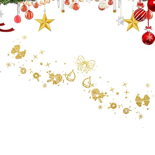 Aufkleber „Weihnachtsgesicht“, Temporäre Aufkleber „Weihnachtsgesicht“ - Weihnachtsaufkleber Gesichtsaufkleber,Goldfarbene Glitzer-Aufkleber, wasserfeste Aufkleber, Augen-Make-up-Aufkleber für Weihnac von Generisch