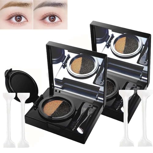 Augenbrauen-Und Eyeliner Creme Mit Stempel,2-In-1 Wasserfestes Augenbrauenpuder Und Eyeliner-Creme, Multifunktionales Wasserfestes Brauenpuder Mit Doppelseitigem Augenbrauenpinsel (2Stk. 01#Grau) von Generisch