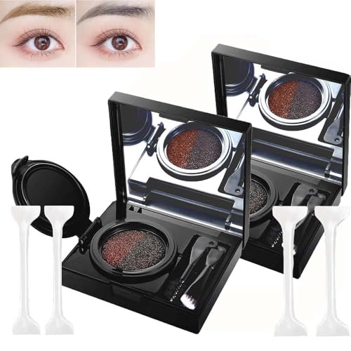 Augenbrauen-Und Eyeliner Creme Mit Stempel,2-In-1 Wasserfestes Augenbrauenpuder Und Eyeliner-Creme, Multifunktionales Wasserfestes Brauenpuder Mit Doppelseitigem Augenbrauenpinsel (2pcs 02# Brown) von Generisch
