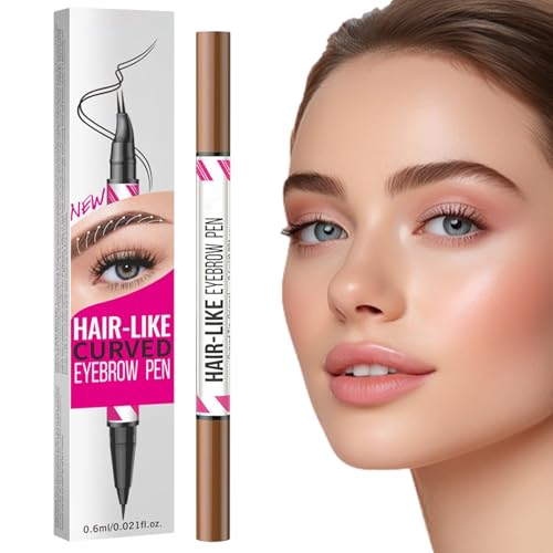 Augenbrauenstift, 2 in 1 Curved Liquid Brow Pen Feine Spitze 15.0x3.0 cm langanhaltende Formel Schönheitsbedarf für Frauen und Mädchen Reisen Besondere Anlässe Fotofertiger Look von Generisch