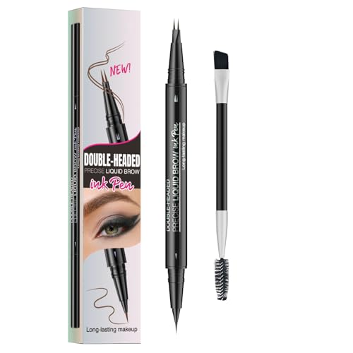 -Augenbrauenstift, natürlicher Augenbrauenstift -Doppelseitiger flüssiger mit Pinsel,Augenbrauen-Tönungsstift mit 2-Gabel-Spitze und präziser Spitze, langanhaltendes Make von Generisch