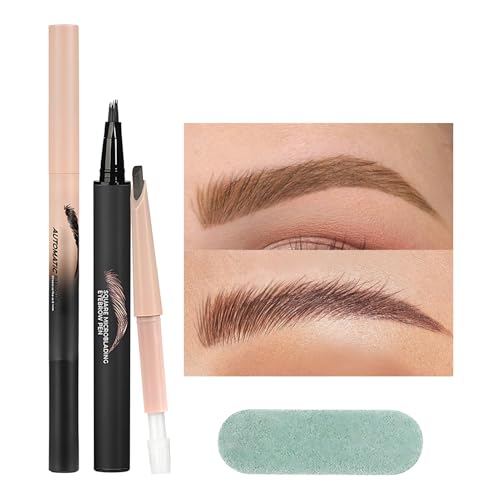Augenbrauenstift Set, gebogener Augenbrauenstift | Verbesserter flüssiges Mikroblading Eyebrow Stift,Mit 4-zeitlichem Mikro-Gabel-Tipp-Applikator, Make-up des Brauen-Tönung, Tränenwinkelbürste von Generisch