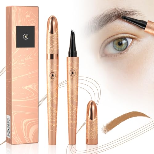 Augenbrauenstift Wasserfest, 2025 Neu Microblading Eyebrow Pencil mit 4 Gabelspitze, Professional Makeup Augenbrauenstift für Natürliches Make up, Lift Snatch Brow Tint Pen (Q706-1#Hellbraun) von Generisch