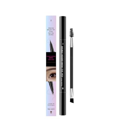 Augenbrauenstift mit zwei Enden und Brauenbürste, 2-in-1 Dual-Ended Eyebrow Pencil mit 2 Microblading, Formt, füllt Augenbrauen Make-up, langlebiger wasserfester und wischfester (Brown) von Generisch