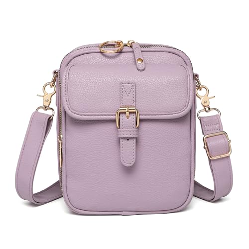 Aura Surf Crossbody Ledertasche Multifunktionale Vintage Anti-Diebstahl Messenger Bag mit 10 Kartenfächern für Frauen, violett, 8.07x5.9x2.56 Inches Aura Surf Crossbody Ledertasche Multifunktionale Vintage Anti-Diebstahl Messenger Bag mit 10 Kartenfächern für Frauen, violett, 8.07x5.9x2.56 Inches von Generisch