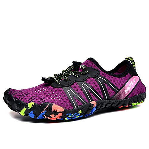 Außenbereich Stream Schuhe Schnell trocknen Strandschuhe Rutschschutz Wasserschuhe Atmung Schwimmschuhe Männer Angelschuhe (Violett,39) von Generisch