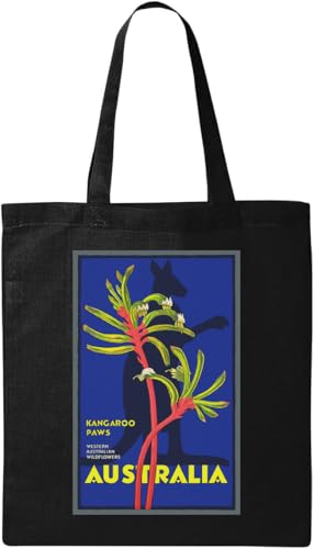 Australia Kangaroo Paws Western Australian Wildflowers Poster Natural Ecological Cotton Tote Bag Black, Schwarz , Einheitsgröße von Generisch
