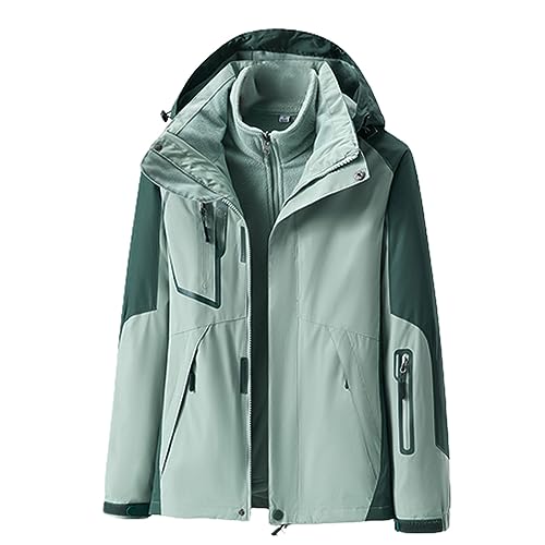 B Ware Retouren Damen Jacke Winter Mantel Herbstjacke Patchwork, Doppelt Verdickt, Wind- Und Regendicht, Kapuzenmantel, Atmungsaktive Outdoor-Jacke Steppmantel Damen Leicht Skijacke Damen Reduziert von Generisch