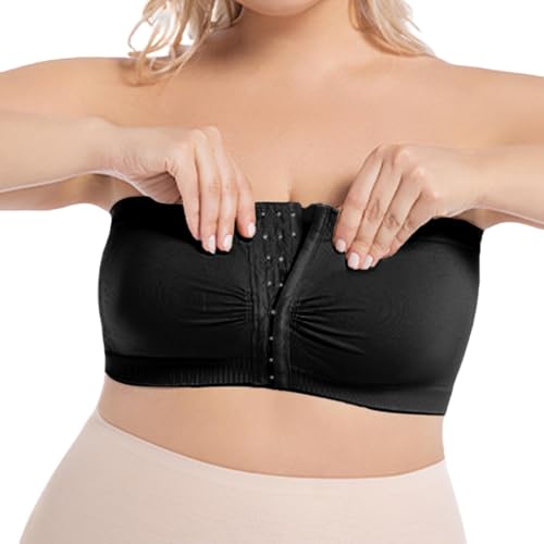 BH Baumwolle Ohne Bügel Damen Trägerloser BH Push up Mit Vorderer Schnalle Bustier Seamless Soft Super Bequemer Bandeau BH Starker Halt rutschfest Trägerloses Top Ohne Träger Tube Top von Generisch