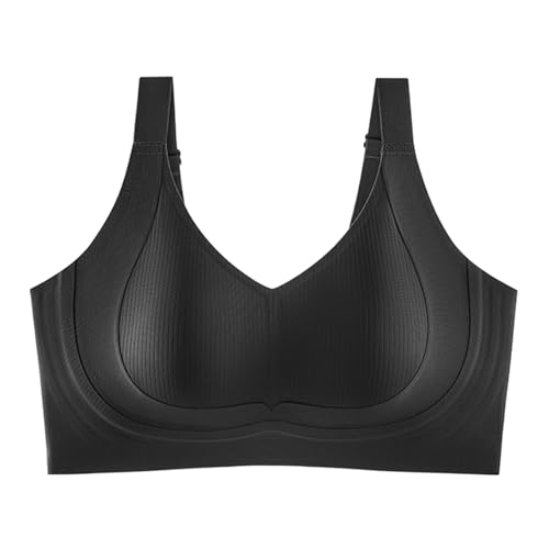 BH Damen Ohne Bügel Große Brüste Starker Halt Push Up BH Klassische Nahtloser Soft Bra Vollständiger Abdeckung Sport Bralette (DE/NL/SE/PL, Körbchengröße & Bandgröße, XL, D, 85, Schwarz) von Generisch