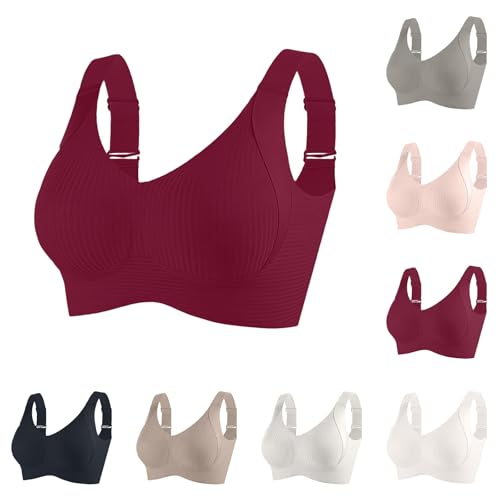 BH Damen Ohne Bügel Große Größen Push-Up-BH, Einfarbig Nahtlose Große-Brüste Starker Halt Soft Klassische Bügelloser-BH Seamless Verstellbar Unterwäsche Bequemer Schlaf-BH Bralette Für Frauen BH Damen Ohne Bügel Große Größen Push-Up-BH, Einfarbig Nahtlose Große-Brüste Starker Halt Soft Klassische Bügelloser-BH Seamless Verstellbar Unterwäsche Bequemer Schlaf-BH Bralette Für Frauen von Generisch