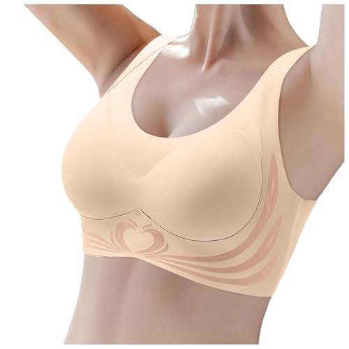 BH Damen Ohne Bügel Push Up Comfy Große Brüste Seamless Größen Starker Halt Für Yoga Jogger Laufen Bra Set Nahtlos Sport Baumwolle Sportbh Mädchen 164 Crop Top Weiß T Shirt Bügelloser von Generisch