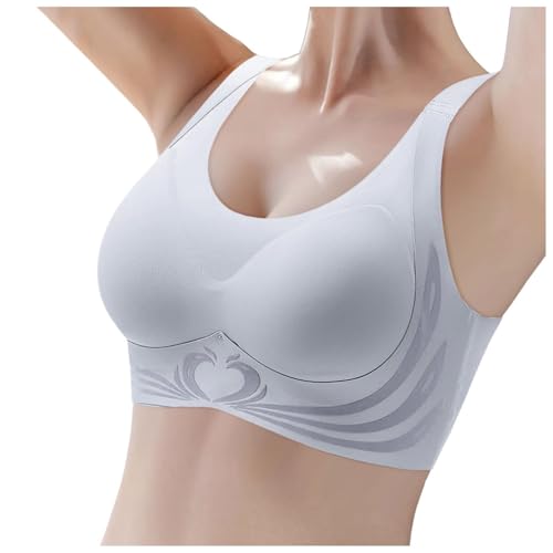 BH Damen Ohne Bügel Push Up Comfy Große Brüste Seamless Größen Starker Halt Für Yoga Jogger Laufen Breite Träger 100C Bandeau Backless Sports Bra Bras Sport mit Reißverschluss - Nahtloser von Generisch