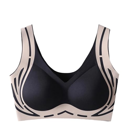 BH Damen Ohne Bügel Push Up Comfy Große Brüste Seamless Größen Starker Halt Für Yoga Jogger Laufen Sports Bra Spitzen Entlastungs Breite Träger Crop Top Sport Racerback Kreuzträger Triaction von Generisch