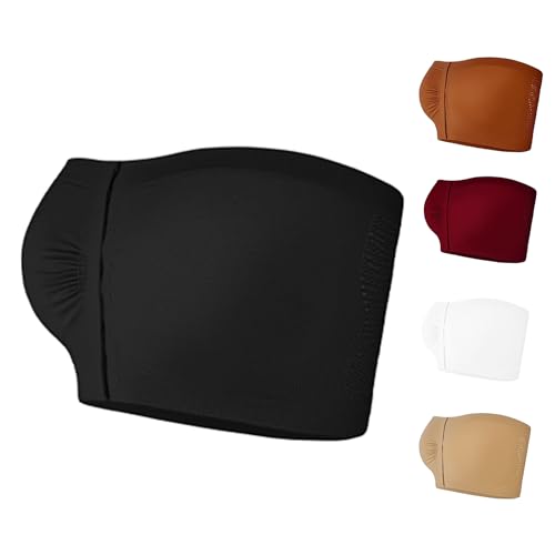 BH Trägerloser Damen Ohne Bügel Vollschalen Große Brüste Starker Halt Push Up Rückenfreier Bandeau Ohne Träger Nahtloser Soft Bra (DE/NL/SE/PL, Alphanumerisch, XL, Regular, Regular, Schwarz) von Generisch