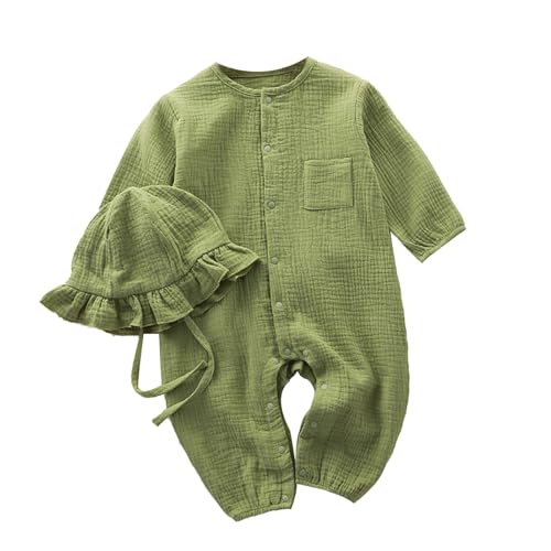 Baby Erstausstattung Neugeborene Herren Babystrampler Mädchen Babysachen Sommer Overall Für Jungen Neugeborenes Langarmbody Kleidung Kinderschlafanzug Schlafanzug Junge Schlafs(Army Green, 3-6 Months) von Generisch