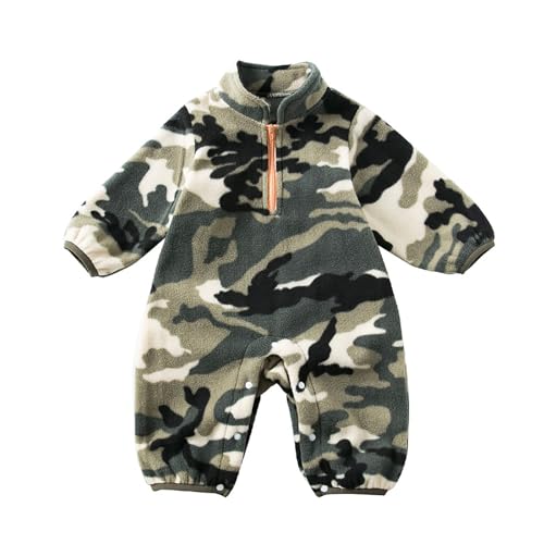 Baby Fleece Langarm Strampler Winter Kleinkind Mädchen Jungen Warm Jumpsuit für 0-12 Monate Neugeborene Jumpsuit mit Reißverschluss Strampler Fleece Overall für Babys (Camouflage, 0-3 Months) von Generisch