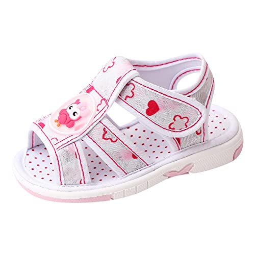 Baby Geschlossene Sandalen flacher rutschfest OpenToe atmungsaktiv weich bequem Huhn Blumen Wasserschuhe 22 (White, 22 Toddler) von Generisch