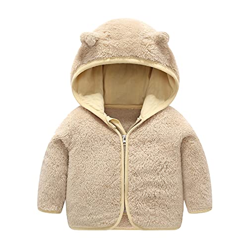 Baby Jacke Neugeborene Mädchen Jungen Kleinkind Niedlich Fleecejacke mit Bärenohren Winter Warme Fleece Kapuzenmantel Plüsch Wintermantel mit Reißverschluss Baby Kinder Outwear Plüschjacke 0-6 Jahre von Generisch