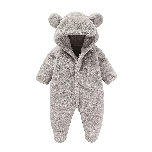 Baby Jungen Mädchen Plüsch Jumpsuit - Baby Fleece-Overall Bär Strampler Outfit Anzug Mit Bärenohr Kapuzen Niedlicher Winter Dicker Warmer Romper Winter Schneeanzug Jungen Mädchen 0-4 Jahre Alt von Generisch