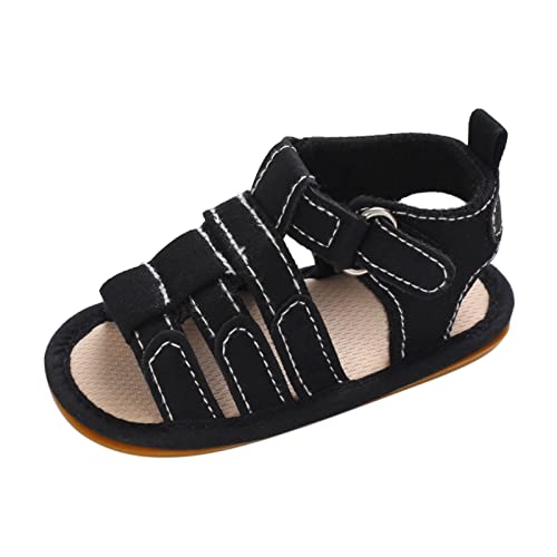 Baby Kleidung Frühling Sommer Kinder Baby Kleinkind Schuhe Jungen Mädchen Sandalen flacher Boden leicht offener Zeh Hakenschlaufe einfarbig römischer Stil (Black, 20 Infant) von Generisch