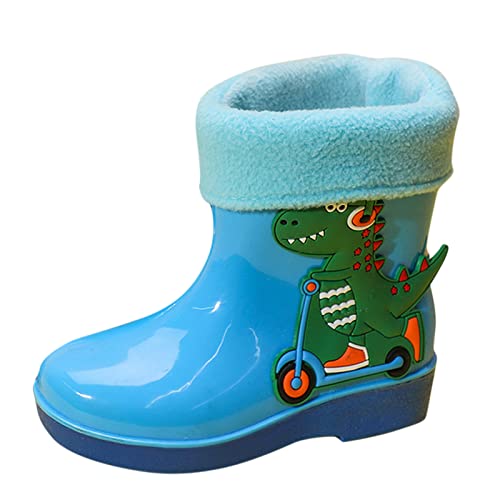 Baby Kleidung Kinder Kleinkinder Baby Jungen Weiche Warme Schuhe Cartoon Dinosaurier wasserdichte Regenstiefel Sichere Schuhe (Sky Blue, 23.5 Toddler) von Generisch