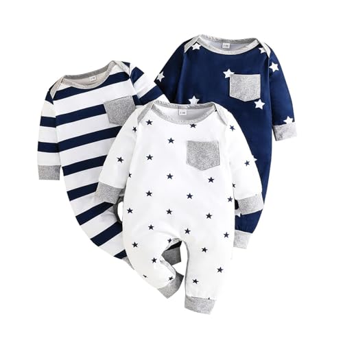 Baby Kostüm Romper Strampler Reissverschluss Babysachen Mädchen Schlafoverall Kinder Body Junge Klamotten Neugeborene Babybody Zum Bemalen Kleidung Schlafanzug Mit Füßen Erstausstatt(Blue, 3-6 Months) von Generisch