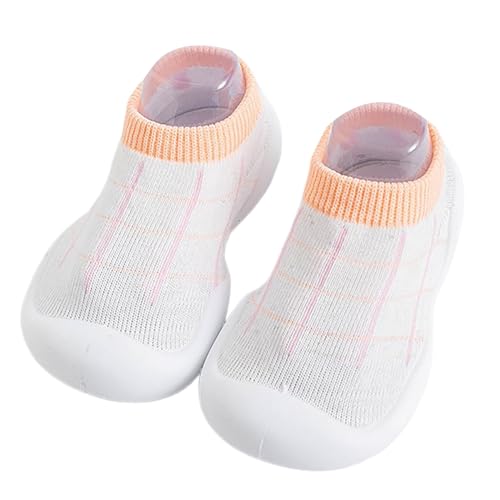 Baby Sockenschuhe Mädchen Jungen Lauflernschuhe rutschfeste Barfußschuhe Weicher Stricken Hausschuhe Niedliche Cartoon Gummisohle Lauflerner Babyschuhe von Generisch