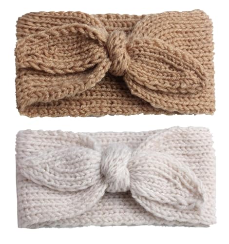 Baby Stirnband Strick Stirnband Winter Wrap Breiter Stil - Kleinkind 6 Stück (Beige + Kamel) von Generisch