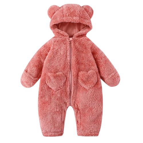 Baby Strampler Neugeborene Fleece Overall Unisex Baby Schneeanzug Winter Overall Bär Strampler Reißverschluss Outfit Anzug Mit Bärenohr Kapuzen Kleinkind Mädchen Jungen Weich Pyjama Warm Jumpsuit von Generisch