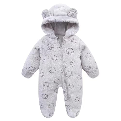 Baby Strampler Neugeborene Fleece Overall Unisex Baby Schneeanzug Winter Overall Bär Strampler Reißverschluss Outfit Anzug Mit Bärenohr Kapuzen Kleinkind Mädchen Jungen Weich Pyjama Warm Jumpsuit von Generisch