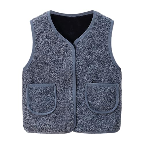 Baby Teddy Weste Mäntel Winter Fleece Jacken Teddy Weste Fleece Jungen Mädchen Kinderweste Gilet Outfits Schneeanzug Armellos Waistc oat Kleinkind Ärmellose Warmen Westes Jacke (#A01-Navy, 5-6 Years) von Generisch