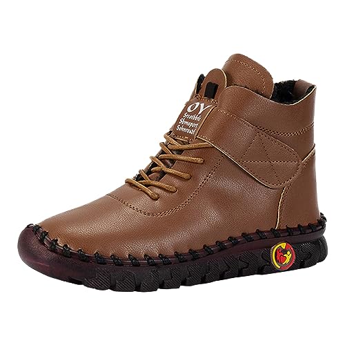 Baby Winter 21 Winter Große Außenhandel Frauen Schuhe Schnüren Plüsch Warme Innere Kurze Stiefel Für Frauen Weiße Damen Schuhe (Brown, 41) von Generisch