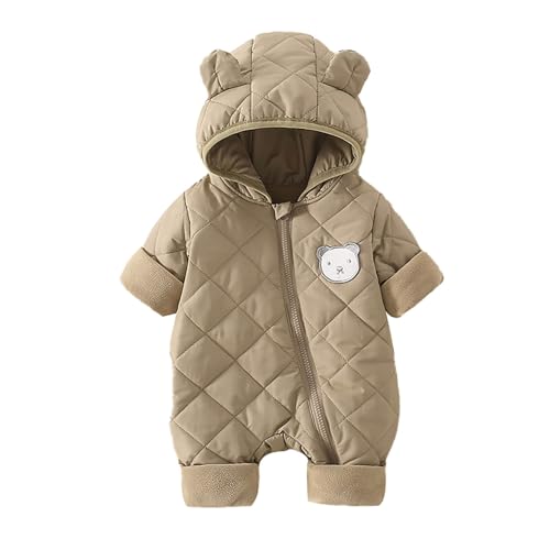 Baby Winter Overall Mit Kapuze - Baby Wollwalk Overall Autumn Winter Einfarbig Dicker Jumpsuit mit Bärenohr Atmungsaktiver Unisex Jumpsuit Flauschige Schlafanzug für Babys Neugeborene von Generisch