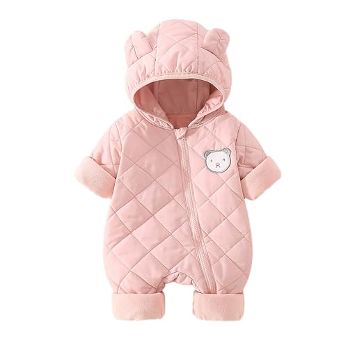 Baby Winter Overall Mit Kapuze - Baby Wollwalk Overall Autumn Winter Einfarbig Dicker Jumpsuit mit Bärenohr Atmungsaktiver Unisex Jumpsuit Flauschige Schlafanzug für Babys Neugeborene von Generisch