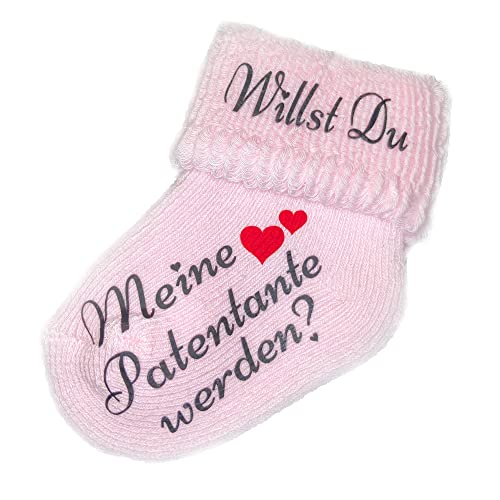 Babysocke Söckchen Paten Taufe Willst Du meine Patentate / Patenonkel werden? Geschenkidee Rosa - Patentante von Generisch