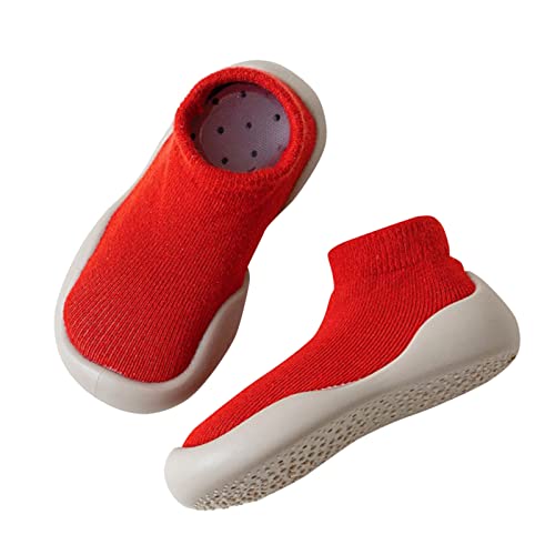 Babysocken Lauflernsocken Schuhe Kinderbodensocken Frühling Home Bodensocken Weiche Gummisohle Kleinkind Schuhe Gestrickt Schuh Sockenschuhe Boden-Turnschuhe (Red, 23 Toddler) von Generisch