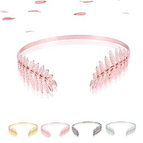 Back-Worn Leaf Metal Headband - Gold Leaf Bridal Wedding Headpiece, Goddess Headpiece for Back-of-Head Wear - Perfect for Weddings, Proms, Festivals, Bridal Showers & Cosplay (Rose gold) von Generisch