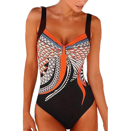 Badeanzug Für Mollige,Badeanzug Damen Bauchweg Badeanzug Push Up Bademode - Badeanzug V-Ausschnitt Mit Shaping Effekt Bauchweg Schwimmanzug Sport Bademode Große Größen Einteiliger Badeanzüge von Generisch