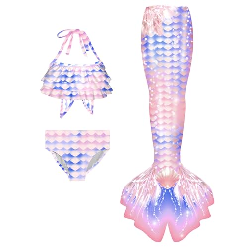 Badeanzug Mädchen 𝙈eerjung𝙛rauen𝙛losse Bikini Set Schwimm𝙛lossen Kinder 𝙈eerjung𝙛rau Bikinis 3 Teiliger 𝙈eerjung𝙛rauen Badekleid Badebekleidung Bikinis Badekleid (04 Lichtrosa, 6-7 Jahre) von Generisch