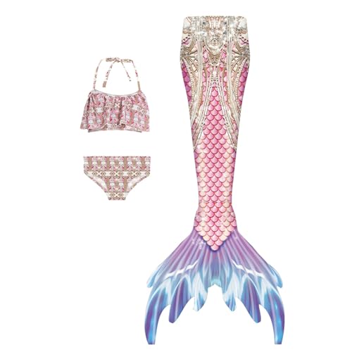 Badeanzug Mädchen 𝙈eerjung𝙛rauen𝙛losse Bikini Set Schwimm𝙛lossen Kinder 𝙈eerjung𝙛rau Bikinis 3 Teiliger 𝙈eerjung𝙛rauen Badekleid Badebekleidung Bikinis Badekleid (15 Rosa, 6-7 Jahre) von Generisch