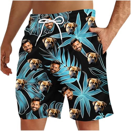 Badehose Herren Personalisierte Schwimmhose Gesicht Badeshorts Custom Bademode Selbst Gestalten Sporthose Freizeit Sommer Urlaub Shorts Face Lustige Männer Sport Gutschein Dunkelgrün M von Generisch