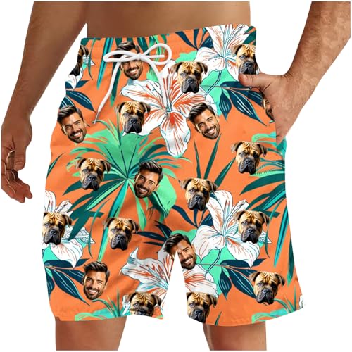 Badehose Herren Personalisierte Schwimmhose Gesicht Badeshorts Custom Bademode Selbst Gestalten Sporthose Freizeit Sommer Urlaub Shorts Face Lustige Männer Sport Prime Orangegrün M von Generisch