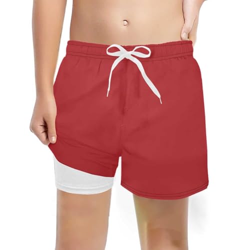Badehosen für Jungen mit Kompression Liner 2 in 1 Atmungsaktiv Badeshorts Jungs Elastisch Boardshorts Sommer Surf Shorts Urlaub Freizeit Hawaii Bedruckt Badehose Jungen Kurze Hosen Schwimmhosen von Generisch