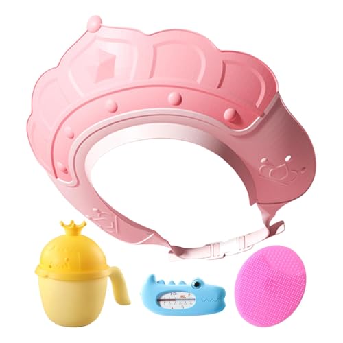 Badekappe | Visierhut mit Wassertemperaturanzeige und Shampoo-Becher, Shampoo-Kappe mit Shampoo-Bürste, schützt Ohren und Augen Badekappe | Visierhut mit Wassertemperaturanzeige und Shampoo-Becher, Shampoo-Kappe mit Shampoo-Bürste, schützt Ohren und Augen von Generisch