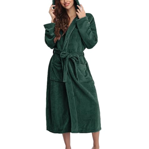 Bademantel Damen Frottee Mit Kapuze Saunamantel Damen Frottee : Bindegürtel Nachtwäsche Mit Taschen Kuschelanzug Große Größen Schlafmantel Mit Taschen Morgenmantel Flanell Fleece Hausmantel Bademantel von Generisch