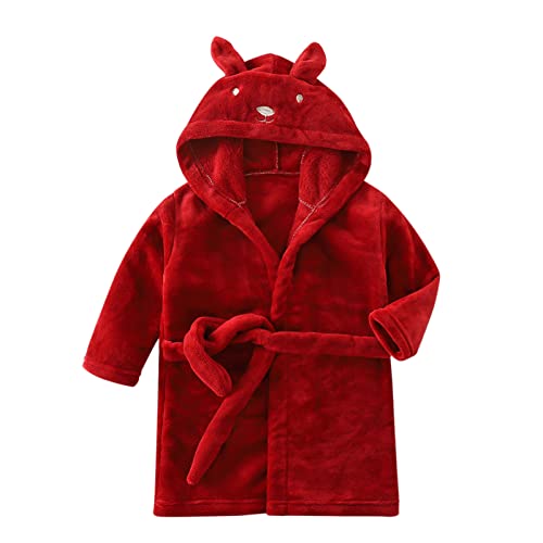 Bademantel Kinder Frottee, Jungen Mädchen Flanell Wende Kinderbademantel mit Kapuze, Morgenmantel mit Gürtel, Baumwolle Frottee Schlafanzug Badeponcho Warm Fleece Pyjama, Geschenke für Kinder von Generisch