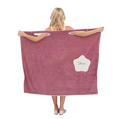 Badeponcho Erwachsene, Badeponcho Damen Herren Bade Umkleidehilfe Duschponcho Schnelltrocknendes Strandponcho Handtuch Poncho Surf Umziehponcho Surfponcho Strand Bademantel, Lila, Einheitsgröße von Generisch