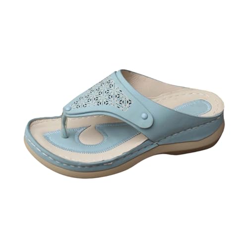 Badeschlappen Damen 41 Breiter Fuß, Schlappen Damen Sommer Bequem Flip Flop Atmungsaktiv Freizeitschuhe Clogs Boho Sommerschuhe Party Schlupfschuhe Walkingschuhe Slip On Zehentrenner von Generisch